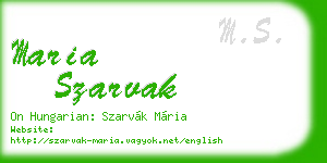 maria szarvak business card