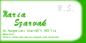 maria szarvak business card